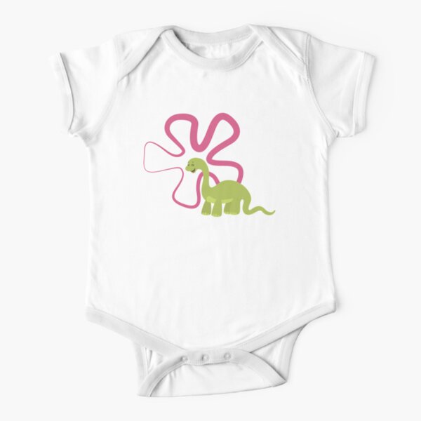 Dinamic Girls Collection - Green Dinosaur Girl with Flower Short Sleeve Baby One-Piece