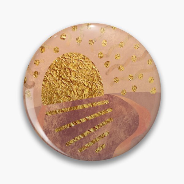 Item preview, Golden Sunrise Muted Boho Hills and Mountains Landscape Gold Metallic designed and sold by SparrowsEndArt.