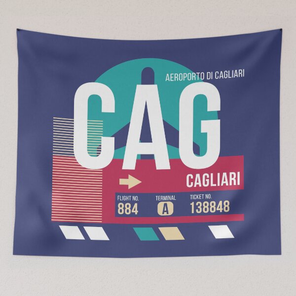 Artikelvorschau, Cagliari (CAG) Flughafencode Gepäckanhänger entworfen und verkauft von SLAG-Creative.