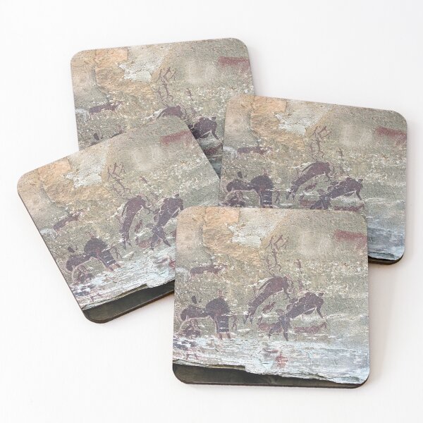 Item preview, African Prehistoric Rock Art Painting People Hunting designed and sold by worldways.