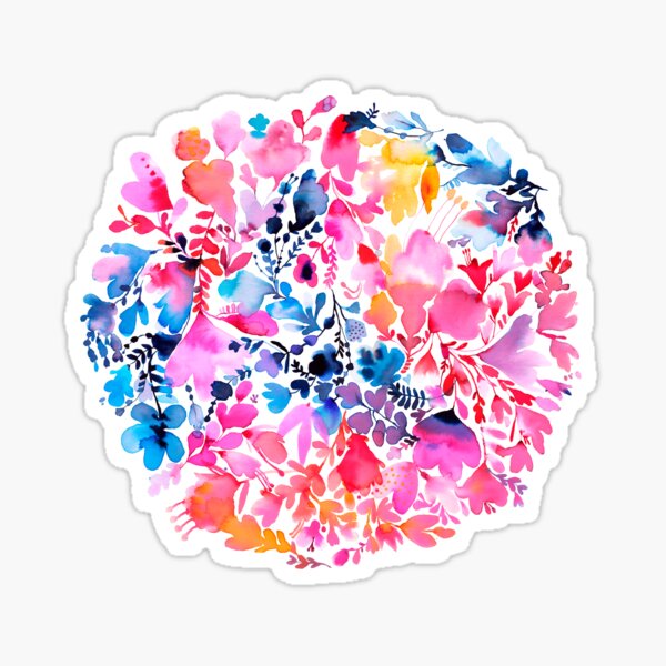 Watercolor Magic Flowers - Multicolored Creeper Sticker