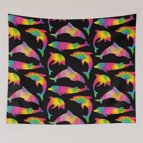 Item preview, #2 Dolphins - Rainbow Tie Dye Animal Silhouette Pattern designed and sold by TheRainbowRoom.