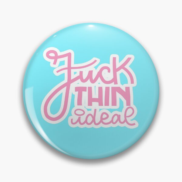 Item preview, Fuck Thin Ideal Body Positivity slogan Pastel blue and rose Lettering  designed and sold by SD-illustration.