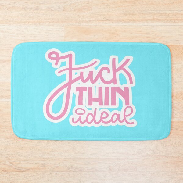 Artikelvorschau, Fuck Thin Ideal Body Positivity Slogan Pastellblau und Rose Schriftzug entworfen und verkauft von SD-illustration.