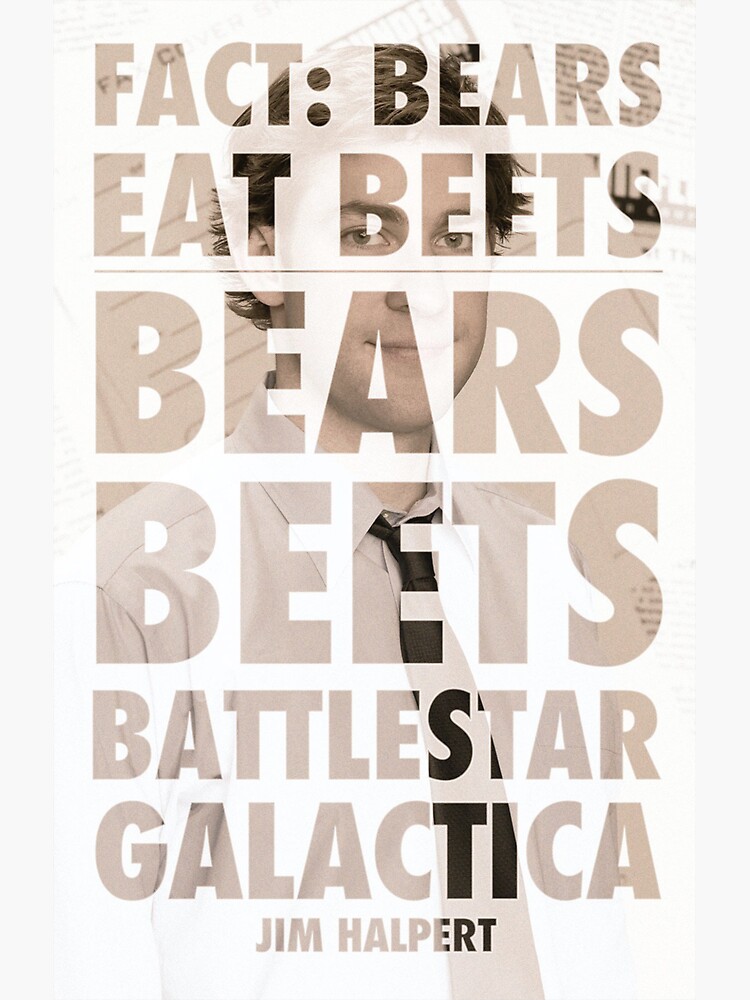 "JIM HALPERT Bears Beets Battlestar Galactica The Office" Sticker by