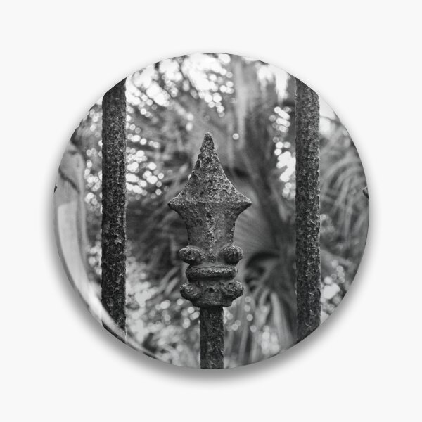 Item preview, Puerta del cementerio de DuBignon Jekyll Island Georgia en blanco y negro designed and sold by LisaWootenPhoto.