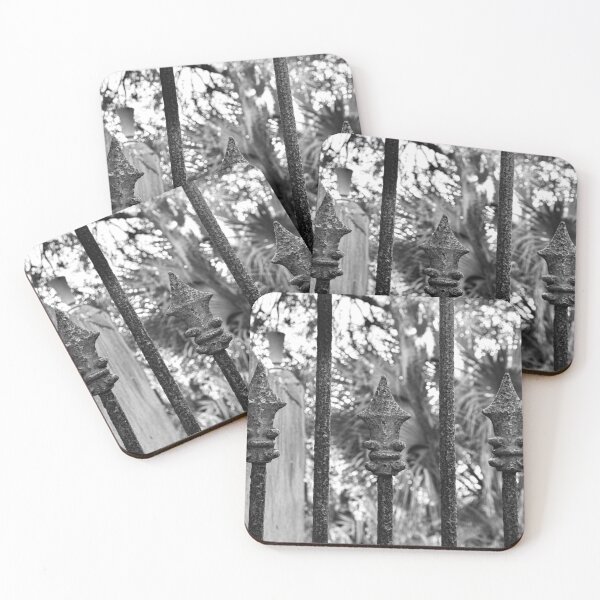 Item preview, Puerta del cementerio de DuBignon Jekyll Island Georgia en blanco y negro designed and sold by LisaWootenPhoto.