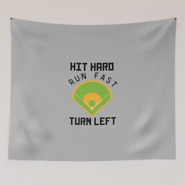 Item preview, Hit hard run fast  turn left - Baseball enthusiat shirt. designed and sold by Theleochick.