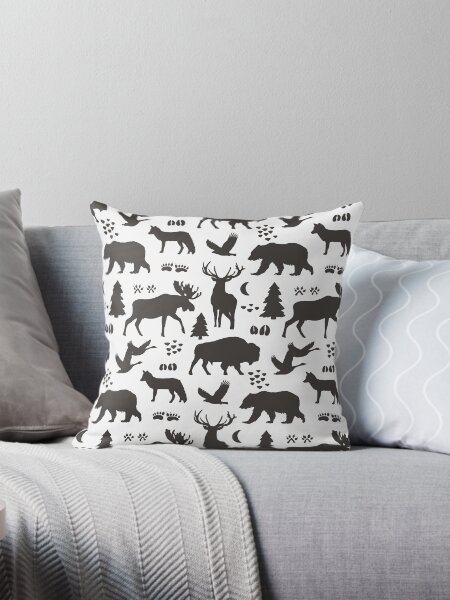 Vista previa del artículo con la obra «Bosque arbolado, Animales Boho, Blanco y negro, Vivero Boho, Bosque, Aire libre, Animales salvajes», diseñado y vendido por cateandrainn.