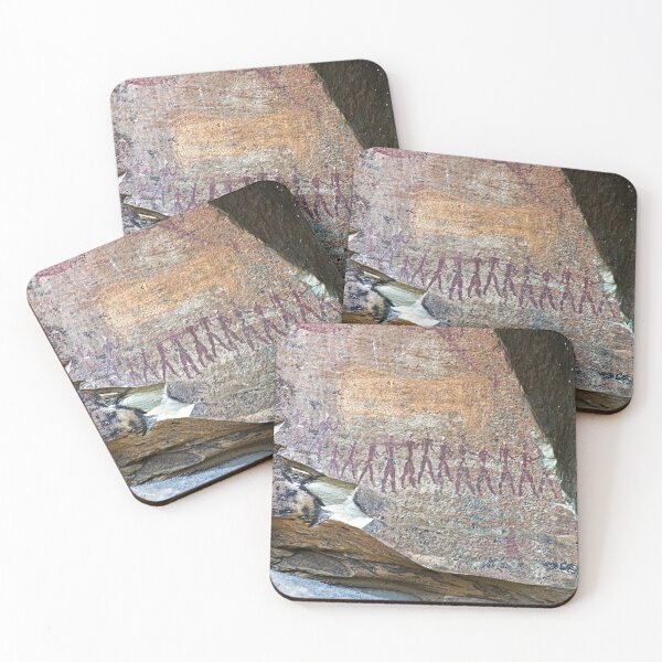Item preview, African Prehistoric Rock Art Painting Hunters in a Row designed and sold by worldways.
