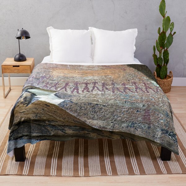 Item preview, African Prehistoric Rock Art Painting Hunters in a Row designed and sold by worldways.