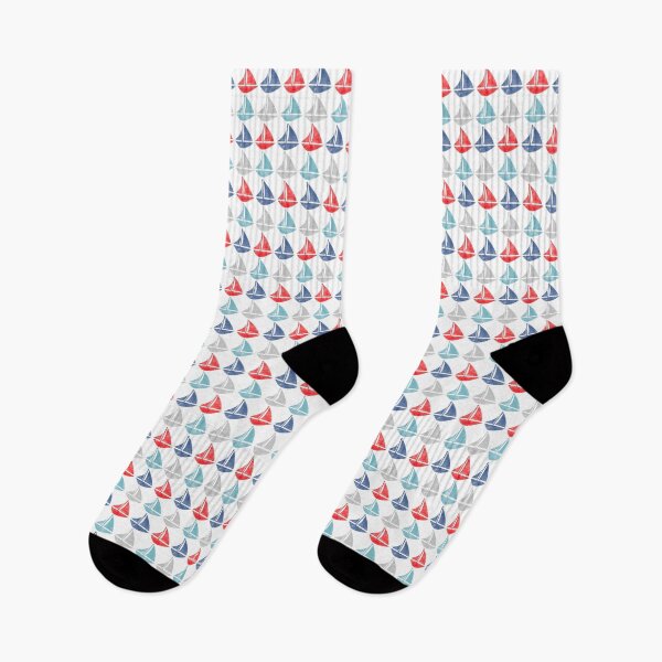 Item preview, Go With The Flow Nautical Sailboats in Blue and Red designed and sold by KrisInStitches.