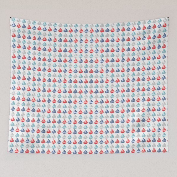Item preview, Go With The Flow Nautical Sailboats in Blue and Red designed and sold by KrisInStitches.