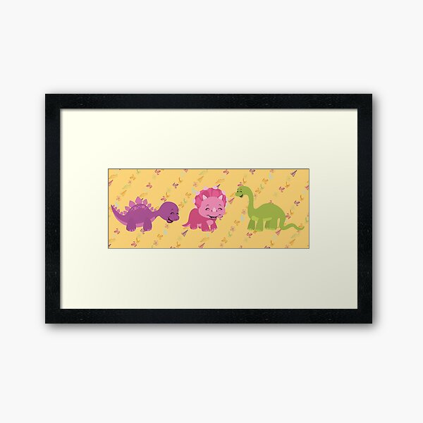 Dinamic Girls Collection - Girl Dinosaur Design Framed Art Print