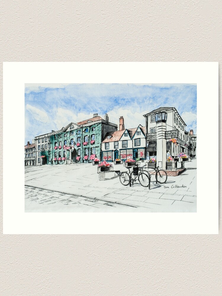 Thumbnail 2 of 3, Art Print, Angel Hill Bury St Edmunds Painting designed and sold by TomCrittenden.