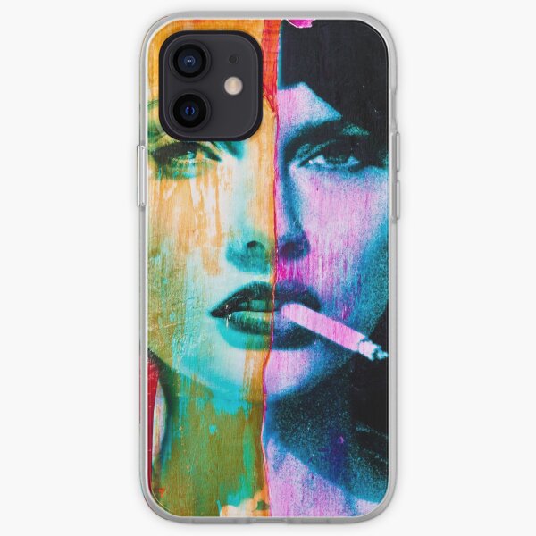 Woman Smoking a Cigarette (Street Art Style) iPhone Soft Case
