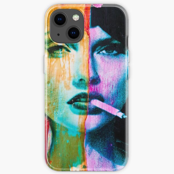 Woman Smoking a Cigarette (Street Art Style)  iPhone Soft Case