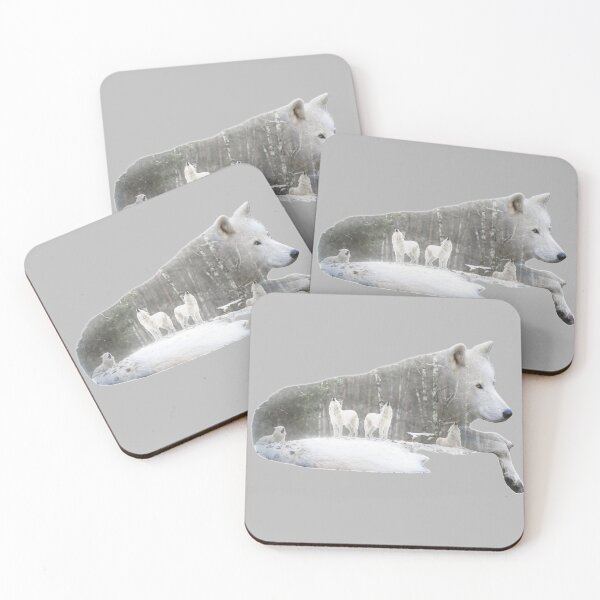 Item preview, Winter White Wolf Double Exposure  designed and sold by ColorFlowArt.