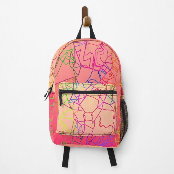 Item preview, geometric line art abstract background in pink yellow green blue designed and sold by Mrvell.
