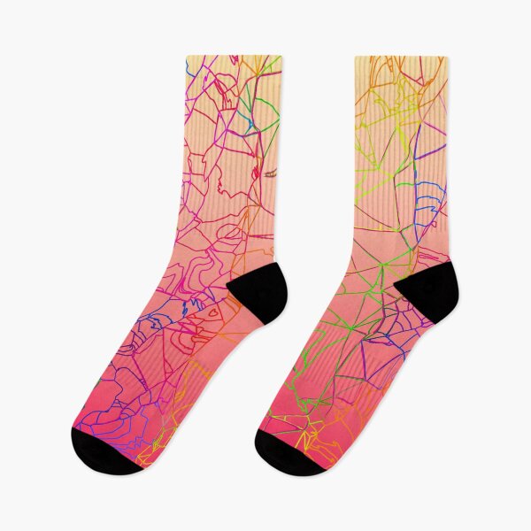 Item preview, geometric line art abstract background in pink yellow green blue designed and sold by Mrvell.