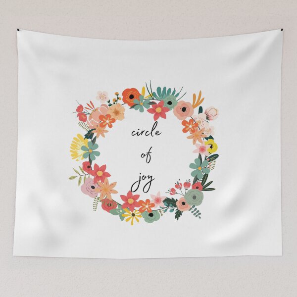 Item preview, "circle of joy" -spring floral design with insperational quote designed and sold by ArtDesign-land.