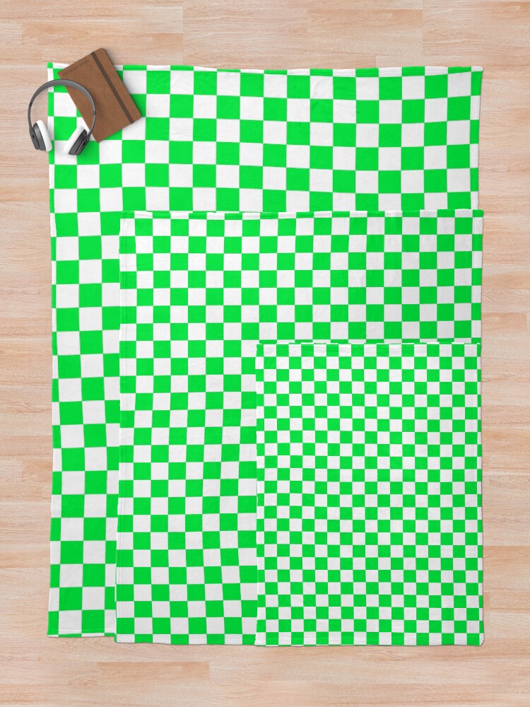 " Check pattern. Checkered pattern. Neon Green and white check pattern