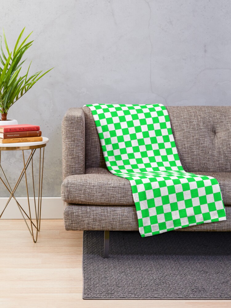 " Check pattern. Checkered pattern. Neon Green and white check pattern