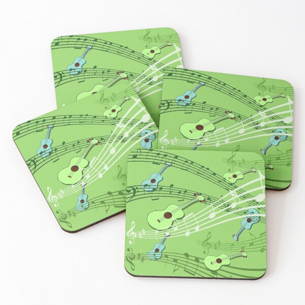 Item preview, Ukulele music notes pattern in green designed and sold by DeliriousSteve.