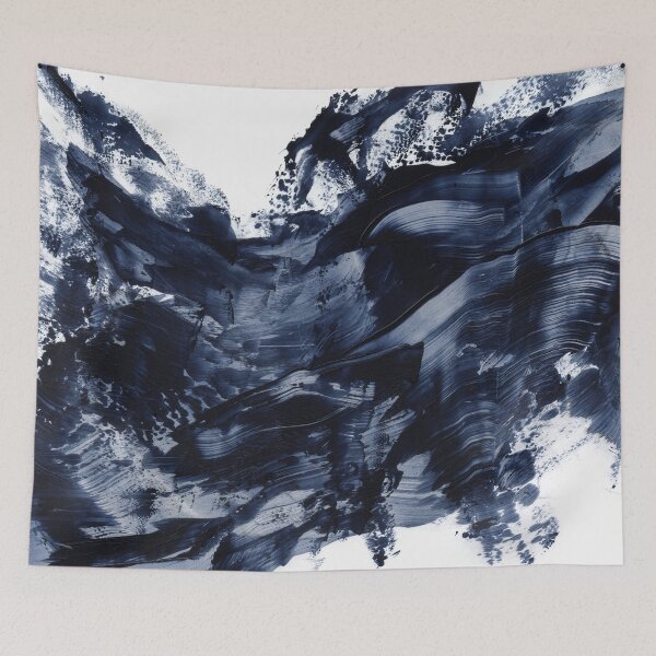 Item preview, Dark Navy Gray Acrylic Abstract Painting designed and sold by Elizabeth  Karlson.