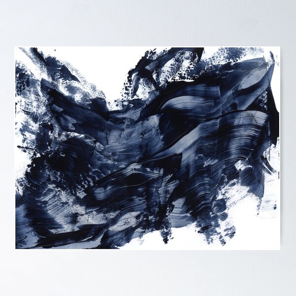 Item preview, Dark Navy Gray Acrylic Abstract Painting designed and sold by Elizabeth  Karlson.