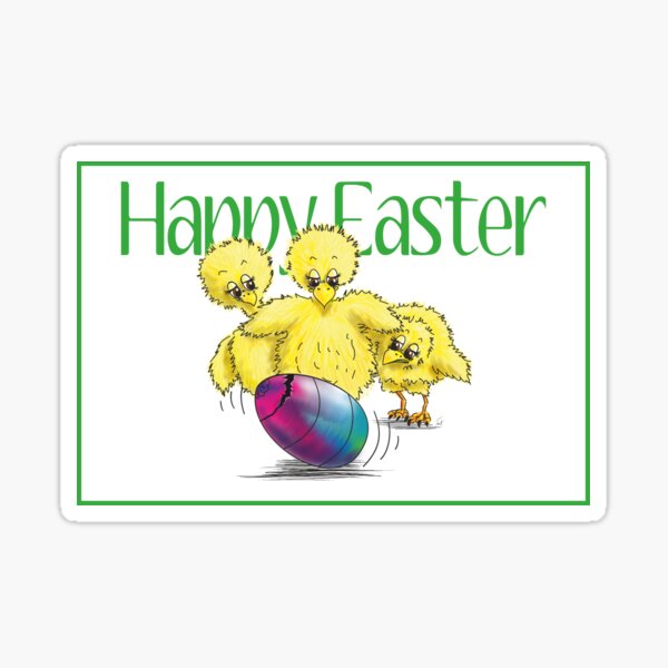Happy Easter Chicks Sticker