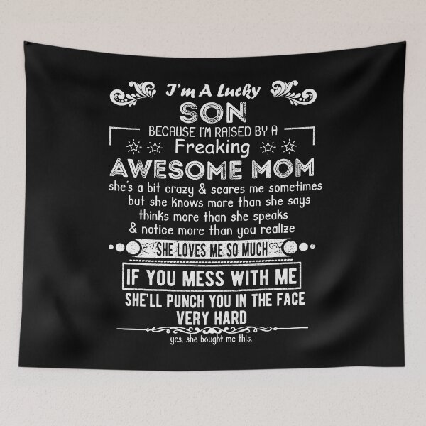 Item preview, I'm A Lucky Son Because I'm Raised By A Freaking Awesome Mom designed and sold by Davidbrg.