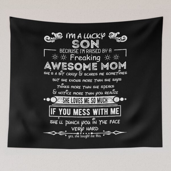 Item preview, I'm A Lucky Son Because I'm Raised By A Freaking Awesome Mom designed and sold by Davidbrg.