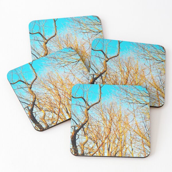 Item preview, Bare winter trees twisting and bending against the background of the blue cloudless sky  designed and sold by helenkaiy.