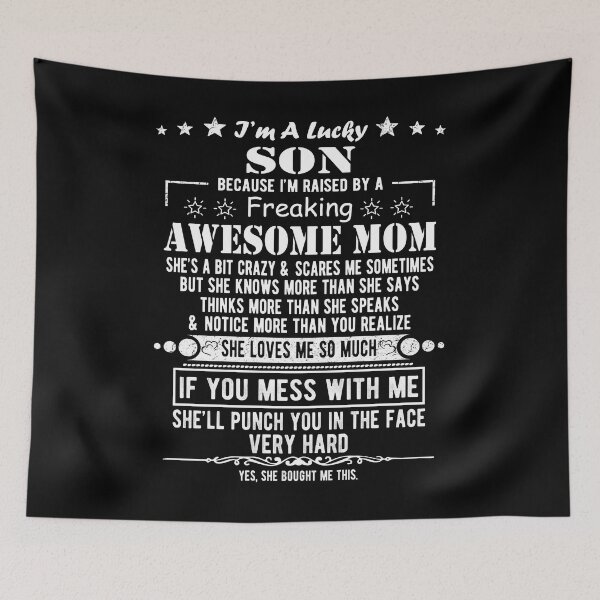 Item preview, I'm A Lucky Son Because I'm Raised By A Freaking Awesome Mom designed and sold by Davidbrg.