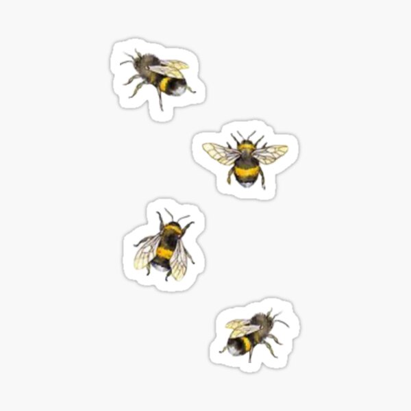 Black and Yellow Busy Bumble Bee Pattern Vintage Flying Insect Theme Symbol of Fortune, joy and harmony, friend or co-worker gift idea Sticker