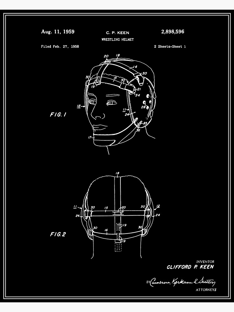 "Wrestling Helmet Patent Black" Sticker by FinlayMcNevin Redbubble