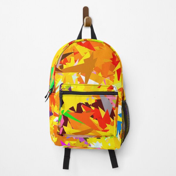 Item preview, colorful geometric triangle abstract art background in yellow orange red green designed and sold by Mrvell.