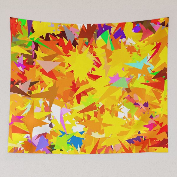 Item preview, colorful geometric triangle abstract art background in yellow orange red green designed and sold by Mrvell.