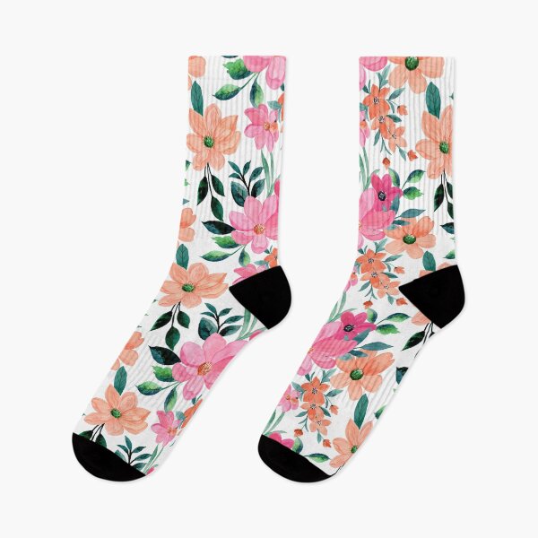 Item preview, Pink orange floral watercolor seamless pattern designed and sold by ayasArt21.