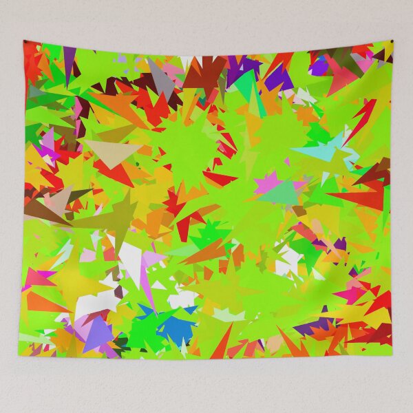 Item preview, colorful geometric triangle abstract art background in green red yellow designed and sold by Mrvell.