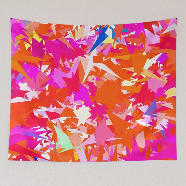 Item preview, colorful geometric triangle abstract art background in pink purple orange designed and sold by Mrvell.