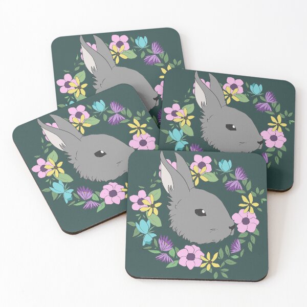 Item preview, Gray Bunny with Flowers designed and sold by graphic-hawk.