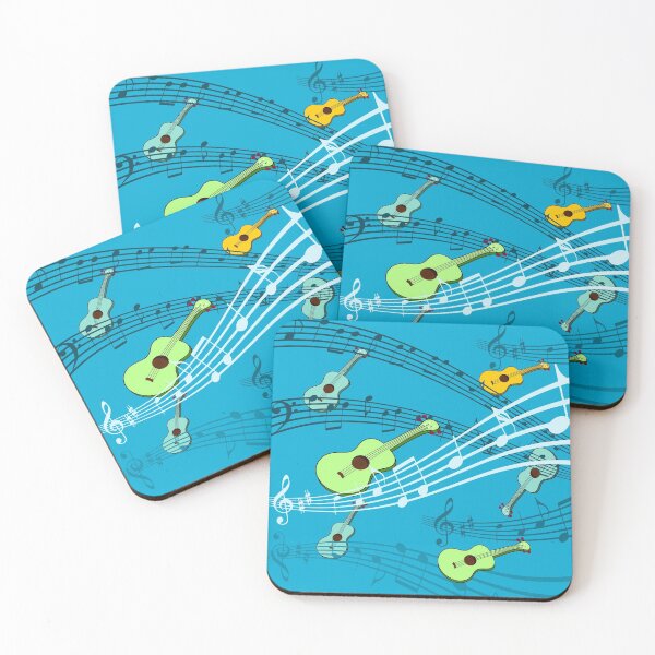 Item preview, Ukulele music notes pattern in blue designed and sold by DeliriousSteve.