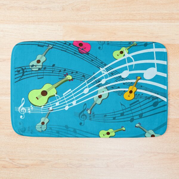 Item preview, Ukulele music notes pattern in blue designed and sold by DeliriousSteve.