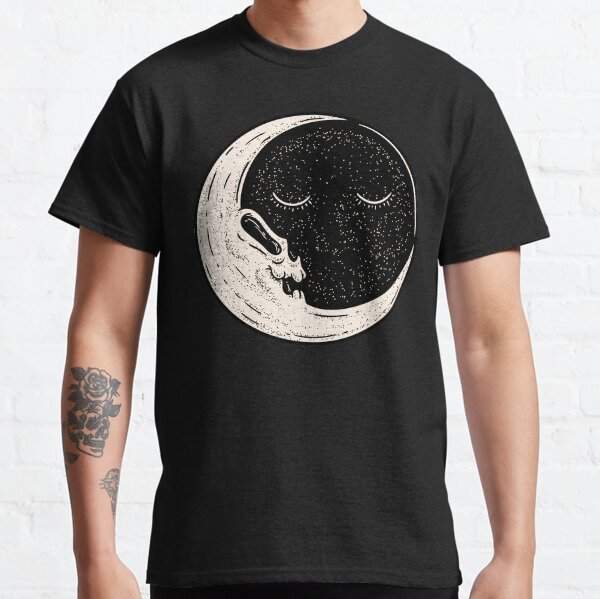 The End of Times - Sun and Moon | Dead Moon Skull in vintage old cartoon style | Vulture Culture | A trip to the moon Classic T-Shirt