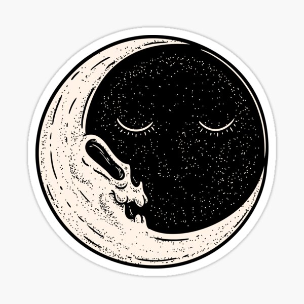 Vista previa del artículo con la obra «El fin de los tiempos - Sol y Luna | Dead Moon Skull en estilo antiguo de dibujos animados vintage | Cultura Buitre | Un viaje a la luna», diseñado y vendido por Any Color Designs.