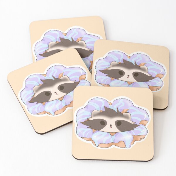 Item preview, Raccoon and Blue Raspberry Glazed Donut designed and sold by RudieFoodies.