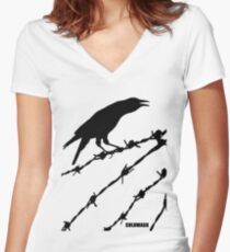 BIRD ON A WIRE Women's Fitted V-Neck T-Shirt