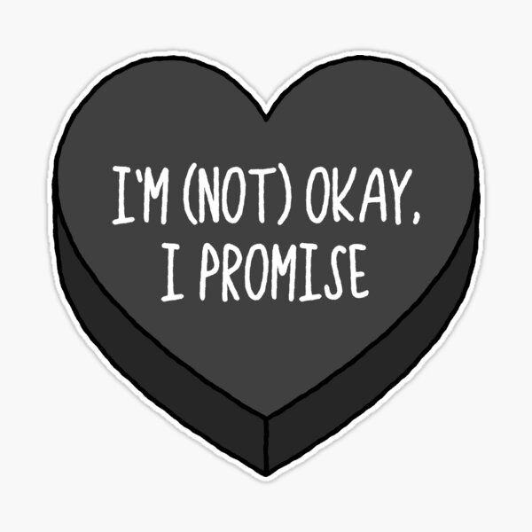 I'm (not) okay, emo conversation heart Pin for Sale by acciojoy